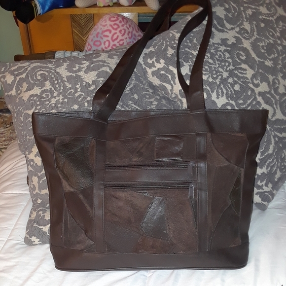 80s style moms leather brown patch purse - Picture 9 of 9